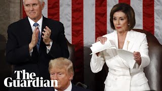 Nancy Pelosi rips up State of the Union speech after Donald Trump snubs handshak