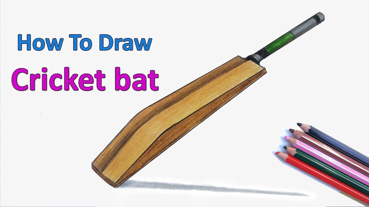 How To Draw A Cricket Bat 3d Drawing Step By Step Drawing For Kids ...