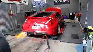 BIG SINGLE TURBO NISSAN 370Z MAKES OVER 500HP ON DYNO (VQ Tune Day)