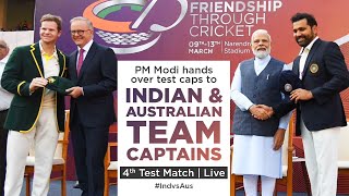 PM Modi hands over test caps to Indian & Australian team captains |4th Test Match| Live | #IndvsAus