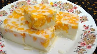 China grass mango pudding recipe_mango agar agar pudding/easy dessert/ chaina grass recipe