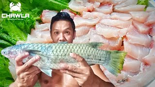 How to fillet Giant Mullet Fish for Sashimi. | การแล่ปลากระบอกท่อนใต้