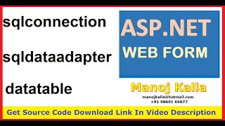 sqlconnection sqldatatadapter c# asp.net | ado.net sqlconnection and sqldataadapter select command
