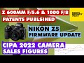 Nikon Z 600mm f/5.6 & 1000mm f/8 patents published, Z5 firmware, CIPA SALES 2022 - Nikon Report 103