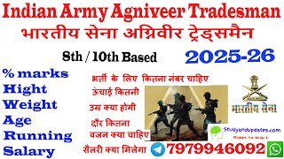 Agniveer tradesman kya hota hai,age limit kya hai , 8th and 10th pass, kitne number cahiye 2025 me.