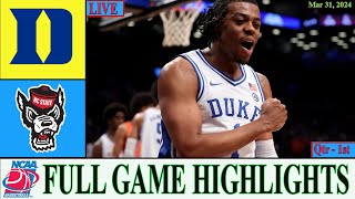 Duke vs NC State FULL GAME 1st+ | Mar 31,2024 | NCAA Men's Basketball Championship| NCAA basketball