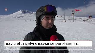 KAYSERİ - Erciyes Kayak Merkezi'nde hafta sonu yoğunluğu