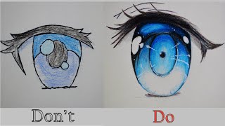 How to Color Anime Eyes // Tutorial for Beginner // Color Pencil Tips for Beginner // Don't vs Do