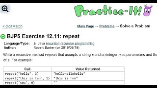 Java Practice It | Exercise 12.11: repeat | recursion, recursive programming