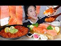 ENG) Raw Salmon sashimi & Salmon Roe🧡 1.5kg MUKBANG real sound asmr eating sea food