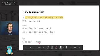 "How to write your first kernel selftest" - Michael Ellerman (LCA 2021 Online)