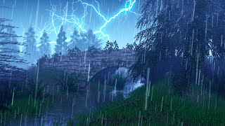 Sounds of Rain and Thunder in Mystical Forest with Gentle Stream ⛈️ for Sleep, Studying, Relaxation
