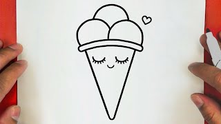 كيف ترسم ايس كريم كيوت خطوة بخطوة / رسم سهل / تعليم الرسم للمبتدئين || Cute Ice Cream Drawing