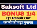 Saksoft Ltd 1:4 Bonus announced today. #SaksoftLtdshare #bonusshare