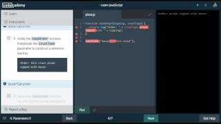 Learn Javascript, Parameters II, codecademy
