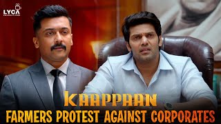 Kaappaan Movie Scene - Farmers Protest Against Corporates | Suriya | Arya | Mohanlal | Sayyeshaa