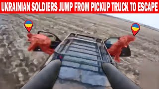 Ukrainian Soldiers Jump From Pickup Truck To Escape Russian Fpv Drone