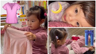 洋服たためるよ👚ズボン履けるよ👖2歳8ヶ月　Fold your clothes 👚 I can wear pants 👖 2 years and 8 months