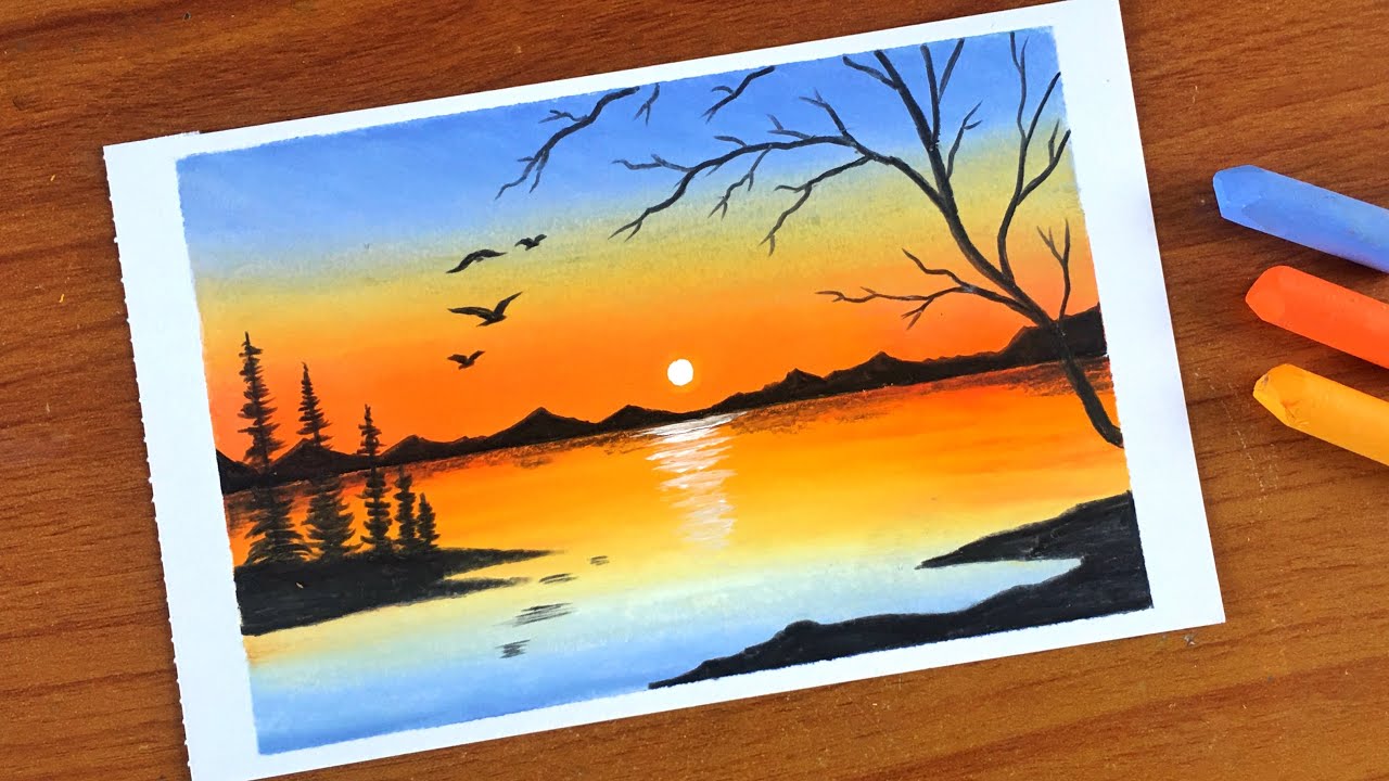 Oil Pastels Paintings Sunset