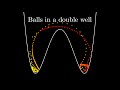 Balls dropped on a double well curve (~ x^4 - x^2)