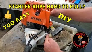 Stihl starter rope hard to pull? This easy DIY repair works on 4 mix trimmers and blowers
