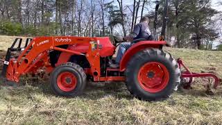 Kubota MX5400 Plowing with Dearborn plow