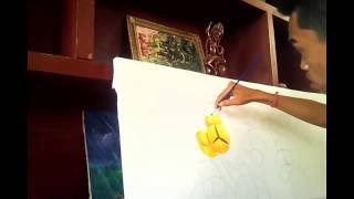 Drawing  Painting Rumdul Flower in oil color  Totorial #01