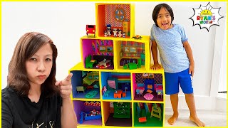 Ryan's Giant Doll House Adventure with Mommy and more 1hr kids !
