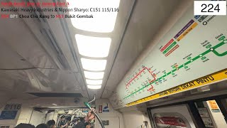 ⁴ᴷ [Back on NSL forbidden run] SMRT Trains, NSL Train Ride [CCK → Bt Gombak] - Kawasaki C151 115/116