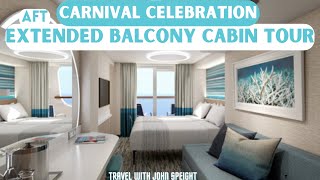 Carnival Celebration AFT Extended Balcony Stateroom Tour (Room 9507)