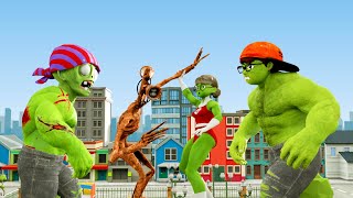 NickHulk Vs Zombie Vs Siren Head - Scary Teacher 3D Monster Giant Attack City Animation