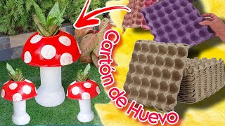 Crea Sorprendentes MACETEROS 🍄 con CARTÓN de HUEVO y BOTELLAS Plásticas♻️ Artesanato com Reciclagem