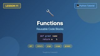Python Functions Tutorial - def, return, scope, keyword arguments | Beginner #11
