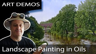 Landscape Oil Painting River Mole at Leatherhead Time=lapse