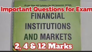 Financial Institutions and Marketing some important questions For exam