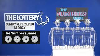 Midday Numbers Game Drawing: Sunday, September 20, 2020