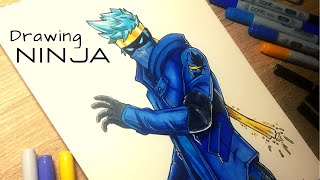 Drawing NINJA'S EPIC NEW SKIN on FORTNITE - Speed Drawing