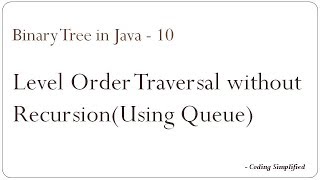 Binary Tree in Java - 10: Level Order traversal without Recursion (Using Queue)