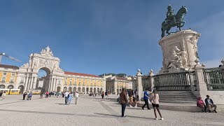 ⁴ᴷ⁶⁰ Walking Lisbon, Portugal: Baixa neighborhood tour