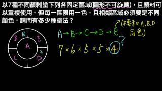 高一下數學2-1C例題13加、乘法原理應用於塗色問題
