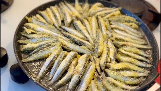 Frying Anchovies Crispy Fried Anchovies Hamsi Tava Fired Delicious Fish Black sea Fish You Must Try