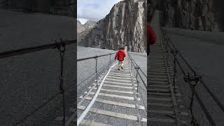 Suspension Bridge 🥀🕊️ #beautyofhunza #mountains #travel #nature #beauty #shortvideo #viralshorts