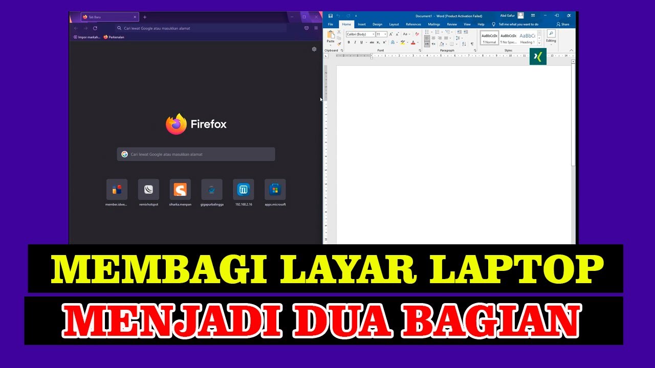 3 Cara Membagi Layar Laptop Menjadi Dua Windows 10 Dan 11 - YouTube