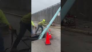 Worker Kicks Pipe Lining Causing it to Almost Expand onto Interstate || ViralHog