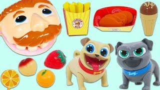 Disney Jr Puppy Dog Pals Feed Mr. Play Doh Head Toy Velcro Cutting Fruits, Desserts, & More!