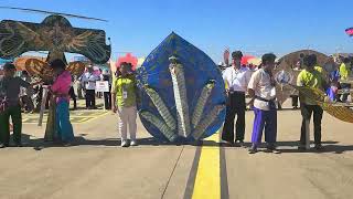 Khmer Kite Festival participants some with traditional ខ្លែងឯក Khlaeng Ek kites