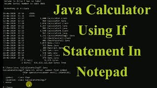 Java Calculator Using If Statement || In Notepad