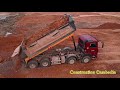 អាប៊ុលរុញដី ឡានចាក់ដី komatsu bulldozer pushing dirt u0026 dump trucks loading