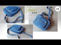 Denim Bag with zipper pockets out of jeans sewing tutorial. How to make a bag from fabric DIY.