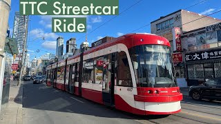 Toronto TTC 505 Dundas Streetcar Ride - Broadview Avenue to Beverly Street 2/14/2024